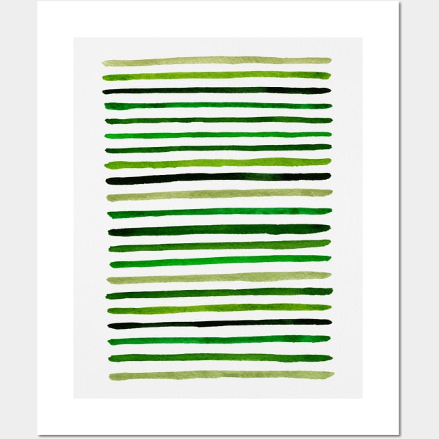 Watercolor lines in green palette Wall Art by Aidi Riera
